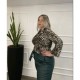 Μπλούζα Animal Print Με Νταπέ Μπούστο Plus Size -Εμπριμέ- 28546