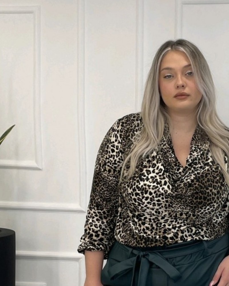 Μπλούζα Animal Print Με Νταπέ Μπούστο Plus Size -Εμπριμέ- 28546