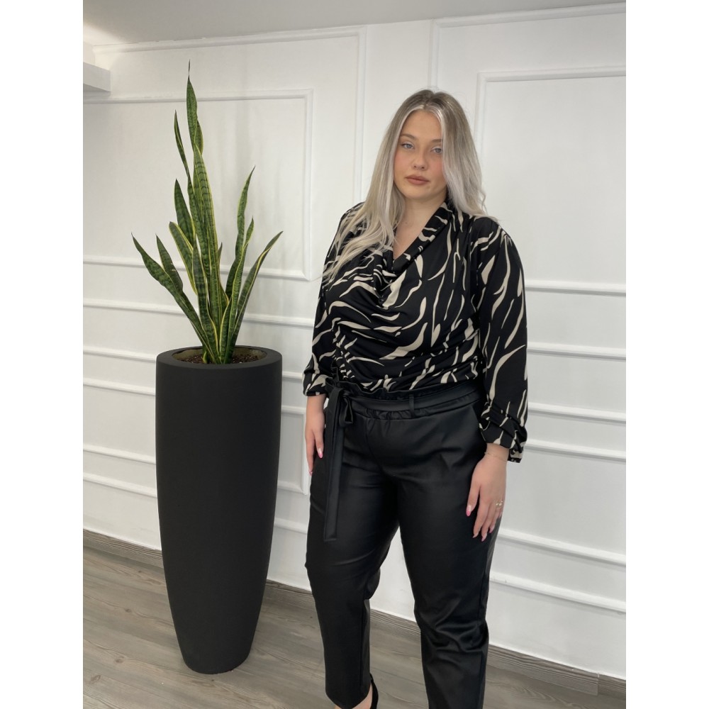 Μπλούζα με Νταπέ Μπούστο Plus Size -Εμπριμέ- 28546