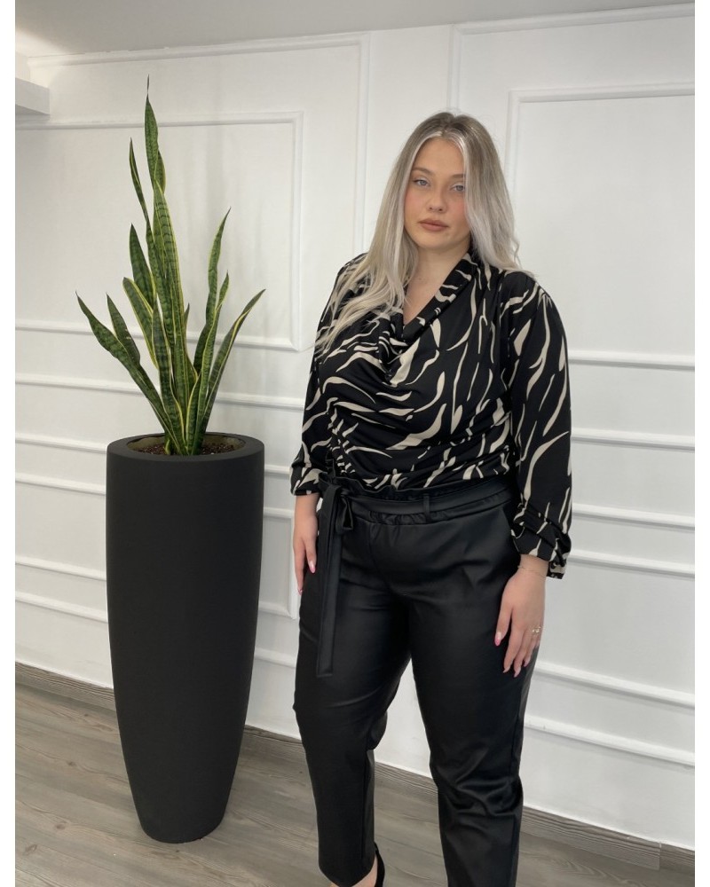 Μπλούζα με Νταπέ Μπούστο Plus Size -Εμπριμέ- 28546