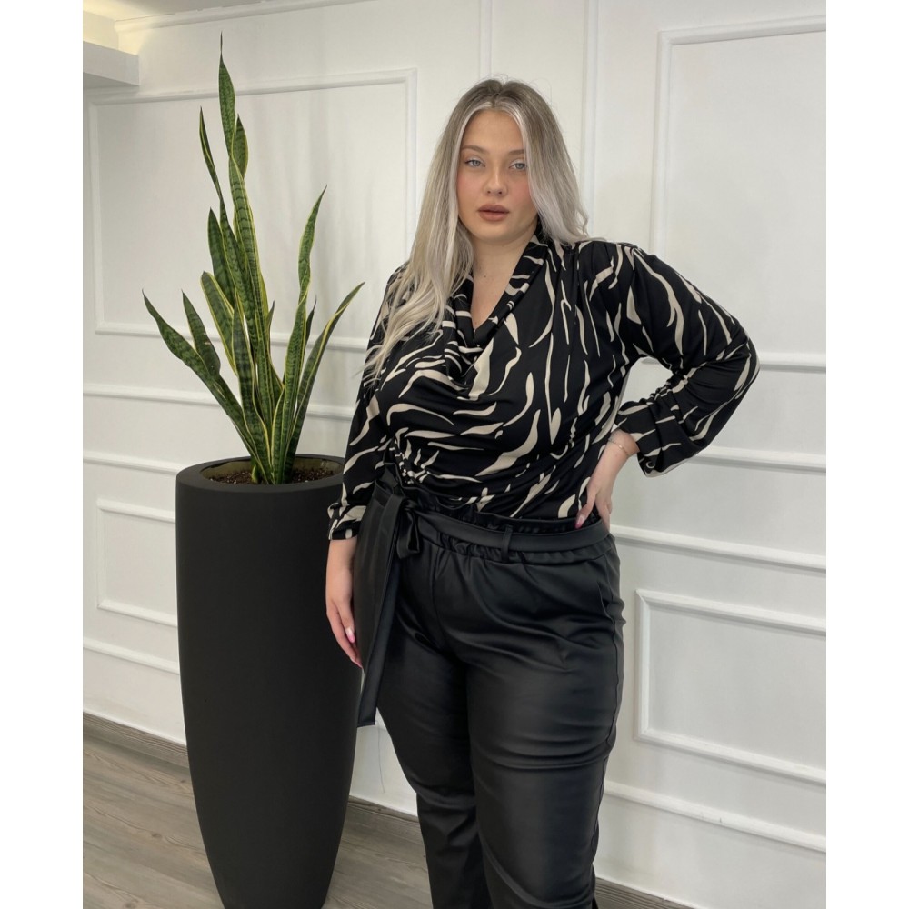 Μπλούζα με Νταπέ Μπούστο Plus Size -Εμπριμέ- 28546