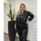 Μπλούζα με Νταπέ Μπούστο Plus Size -Εμπριμέ- 28546