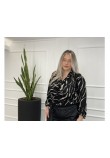 Μπλούζα με Νταπέ Μπούστο Plus Size -Εμπριμέ- 28546