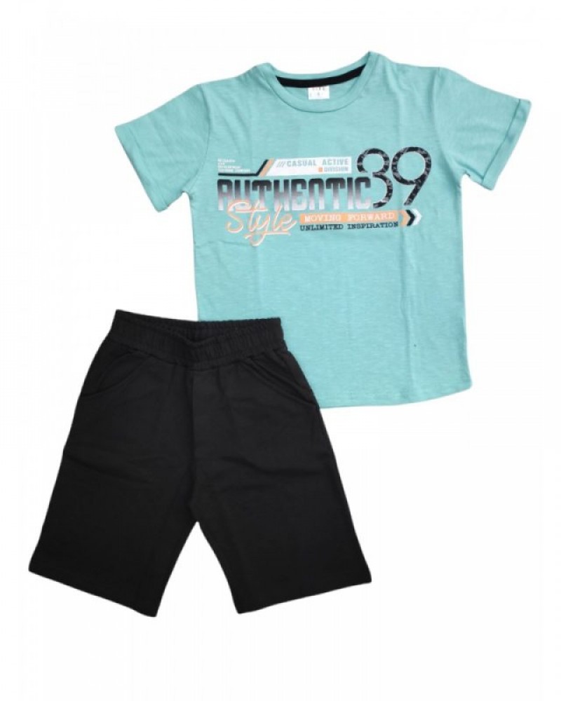 Υπέροχο Εφηβικό Σετ, Μακό Μπλουζάκι Active και Βερμούδα -Άκουα- 2874