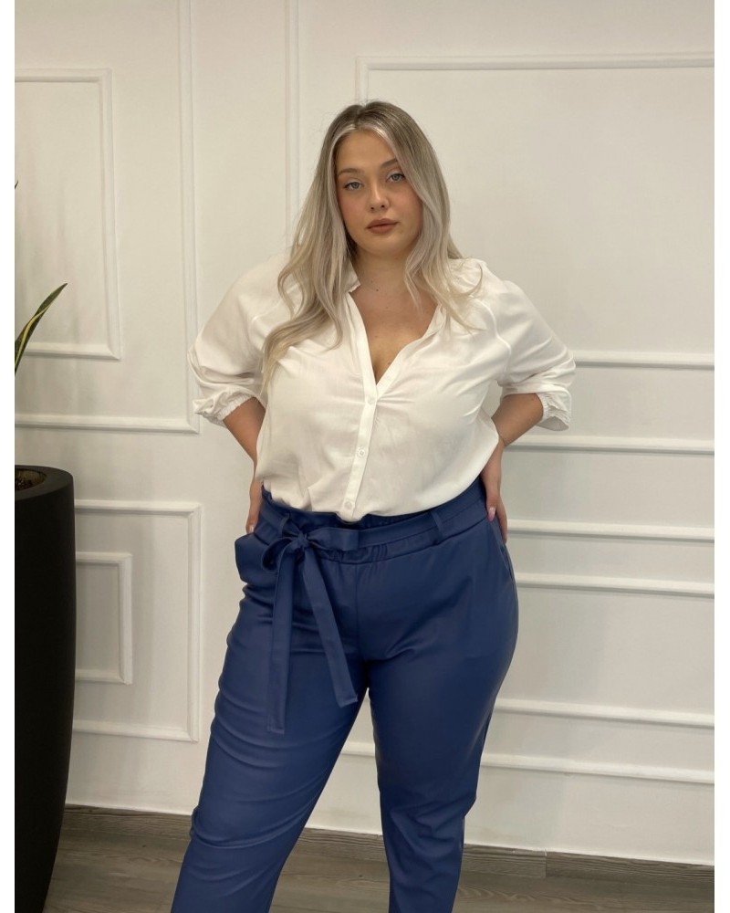 Πουκάμισο Βισκόζ Μονόχρωμο Με Μάο Γιακά Plus Size -Λευκό- 28802