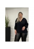 Πουκάμισο Βισκόζ Μονόχρωμο Με Μάο Γιακά Plus Size -Μαύρο- 28802
