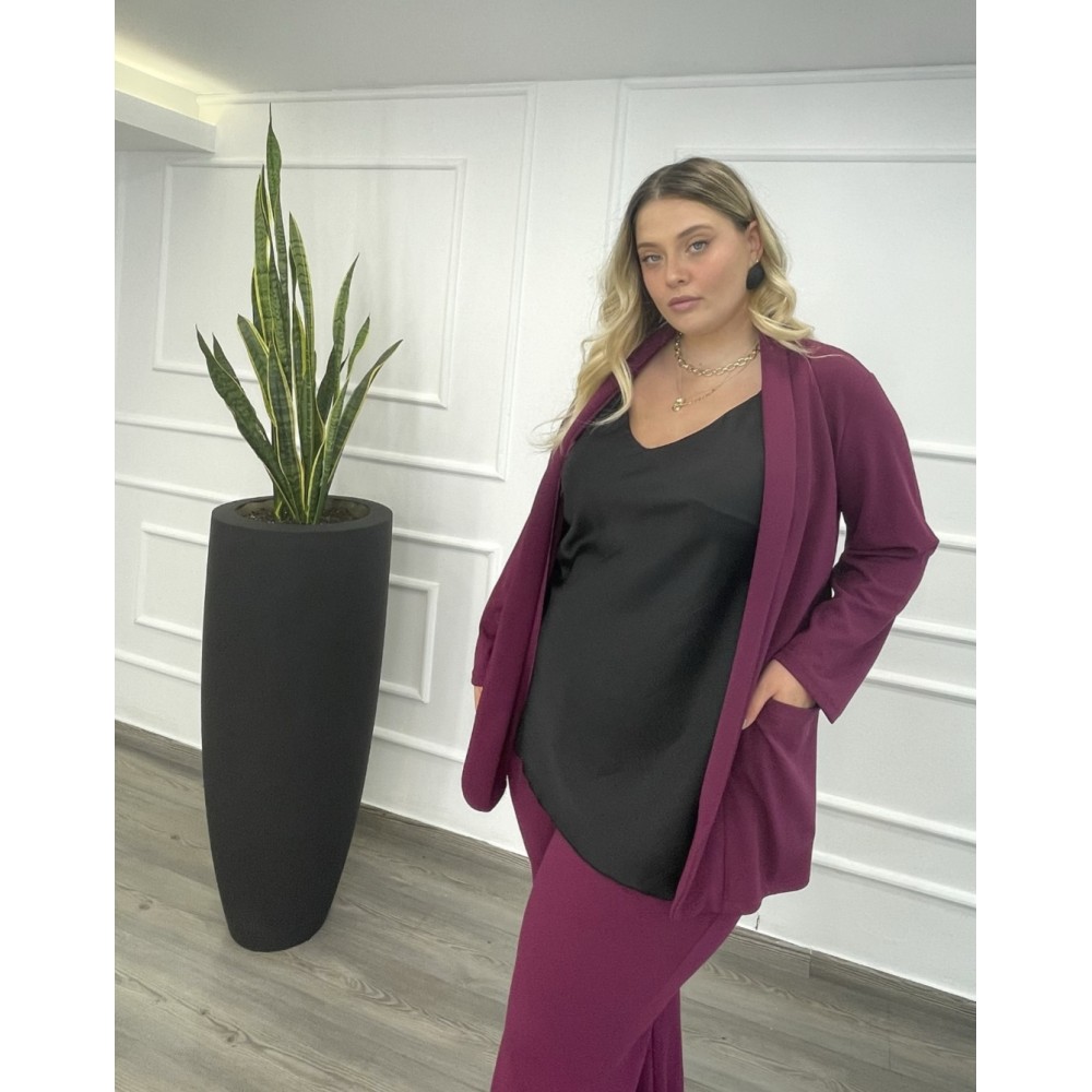 Γυναικείο Σακάκι Scuba Crepe Με Τσέπες Plus Size -Magenta- 28900