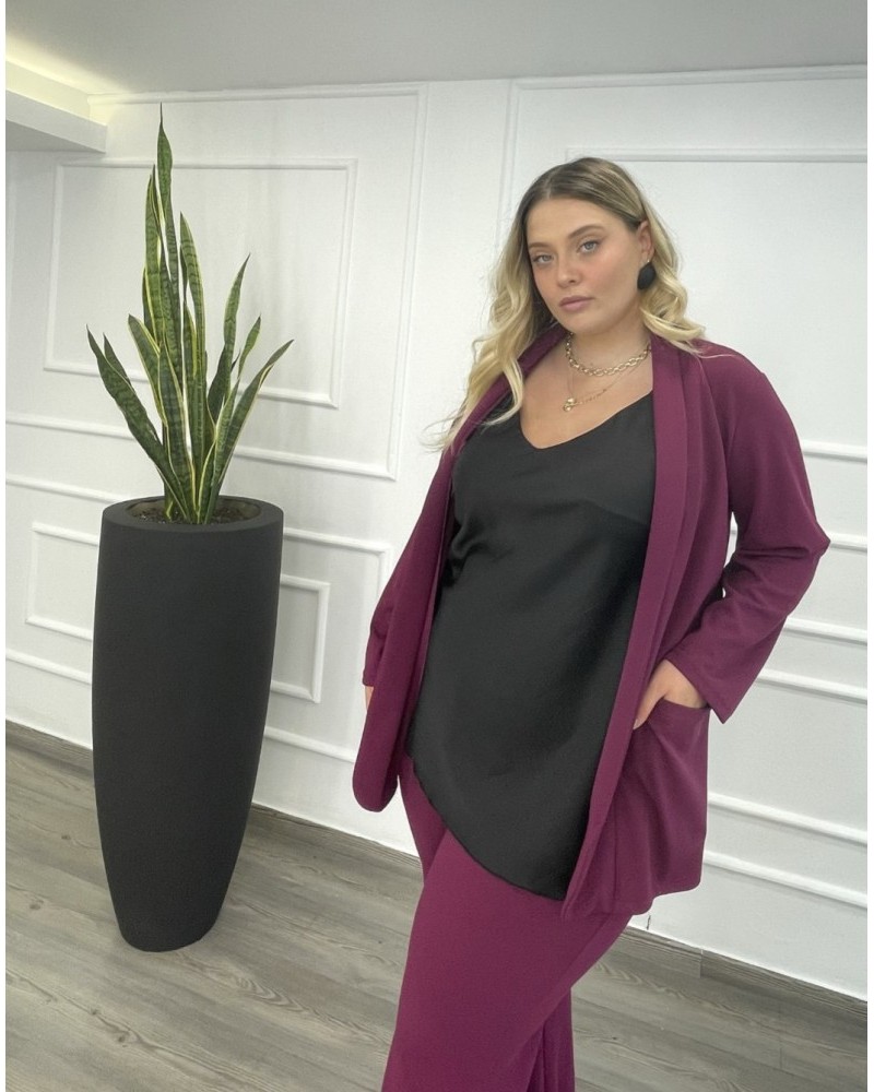 Γυναικείο Σακάκι Scuba Crepe Με Τσέπες Plus Size -Magenta- 28900