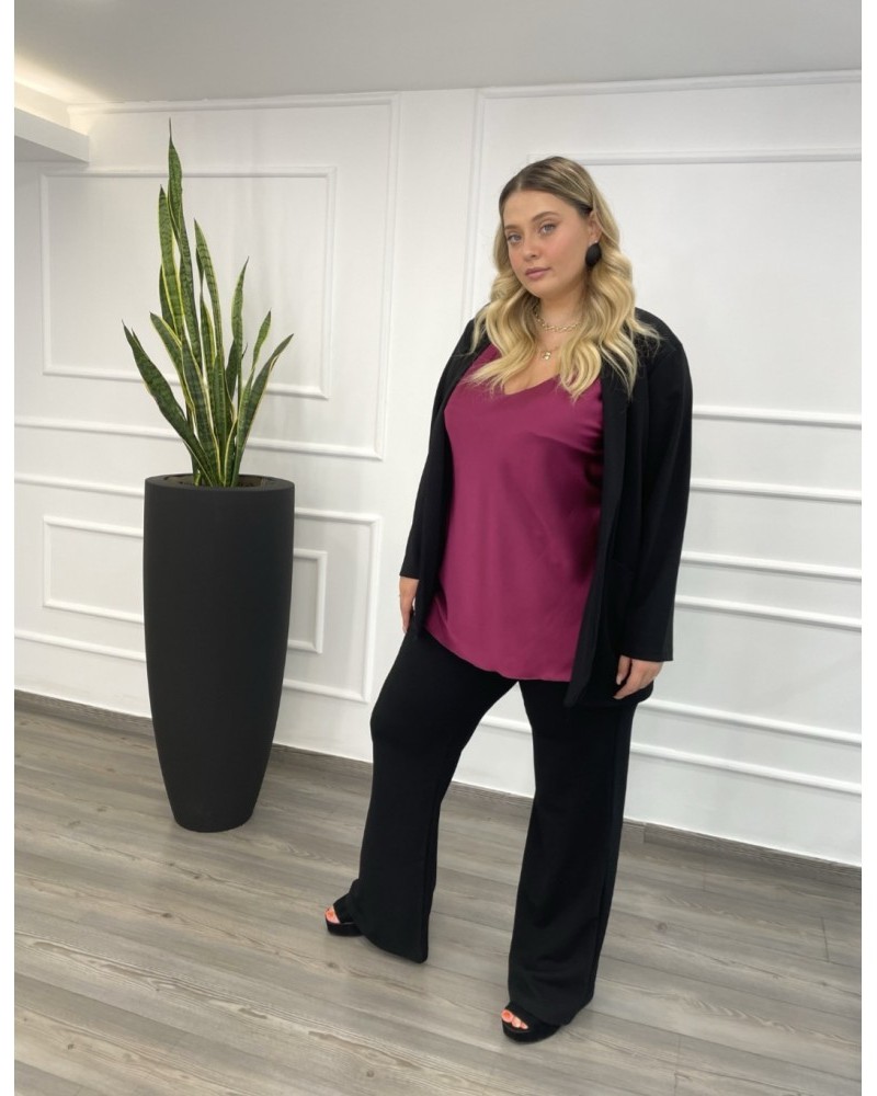 Γυναικείο Σακάκι Scuba Crepe Με Τσέπες Plus Size -Μαύρο- 28900