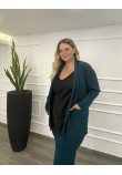 Γυναικείο Σακάκι Scuba Crepe Με Τσέπες Plus Size -Πετρόλ- 28900