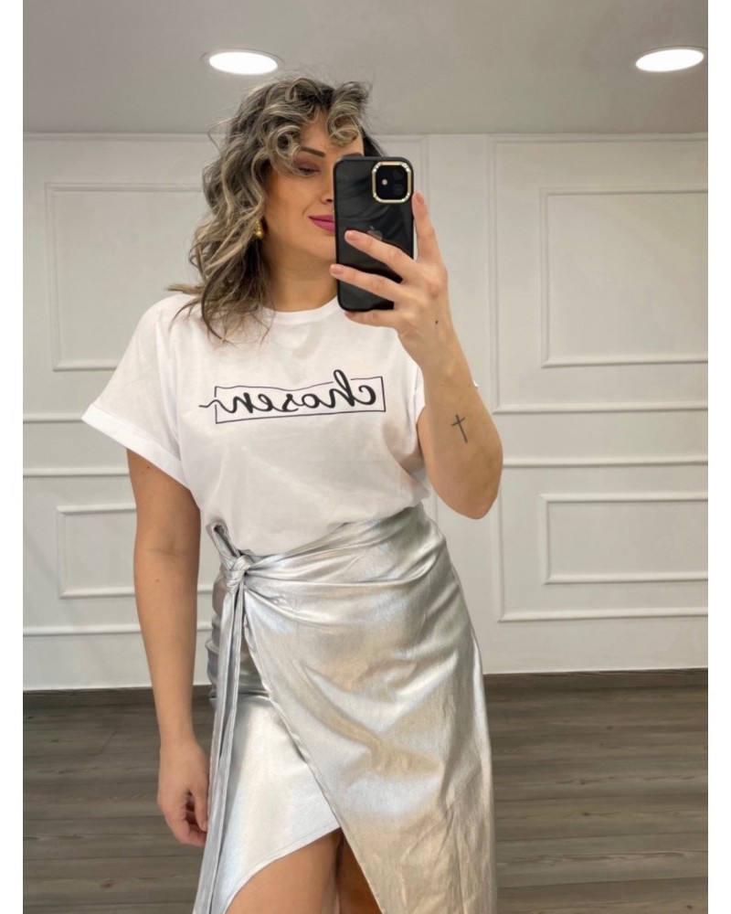 Μπλούζα T-Shirt Μακό Με Τύπωμα Chosen -Λευκό- 29505