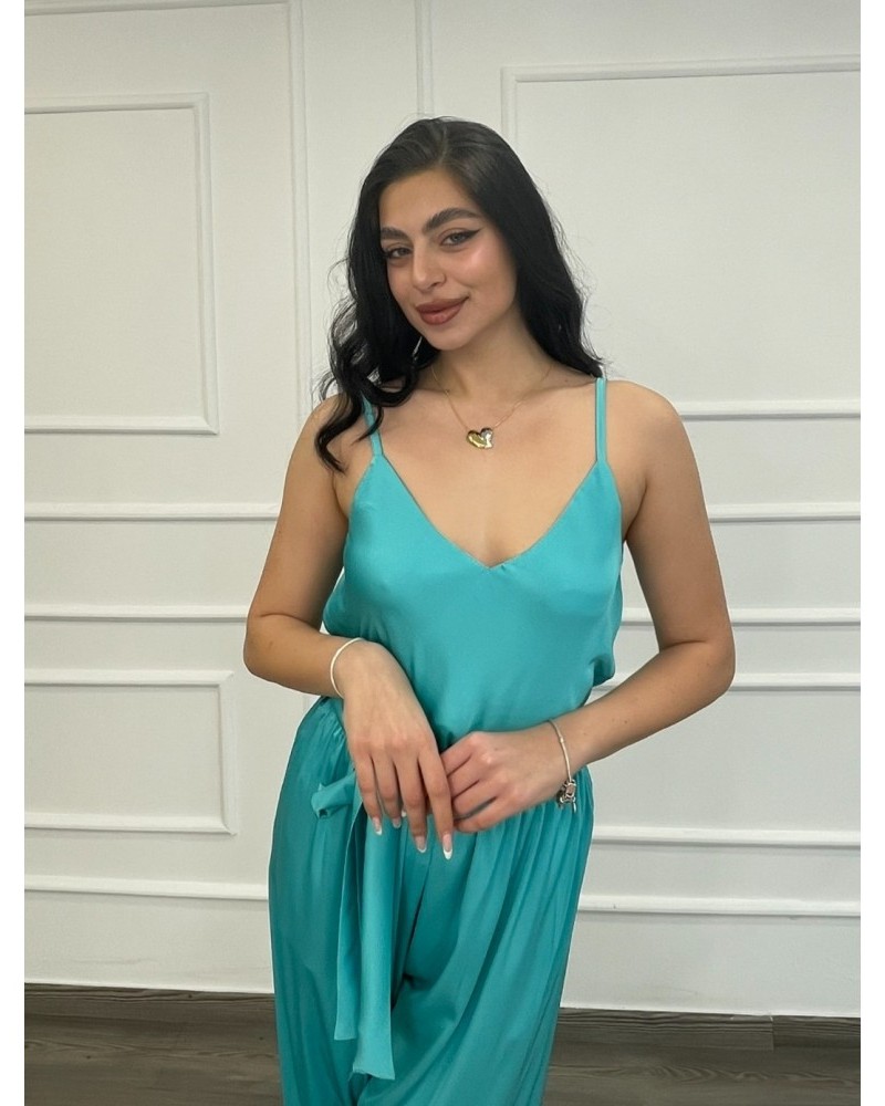 Lingerie Σατέν Με Τιράντες Αυξομείωσης -Τυρκουάζ- 29513