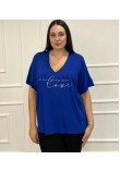 Μπλούζα Βισκόζ Με Τύπωμα Plus Size -Μπλε Ηλεκτρίκ- 29520