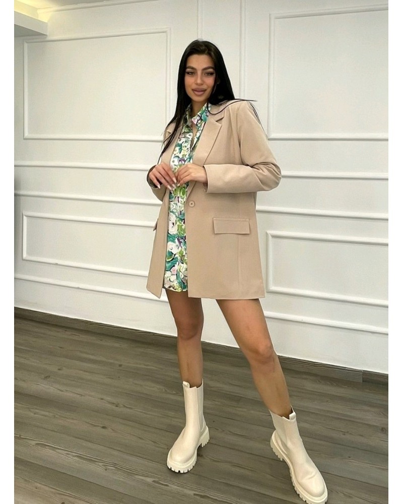 Σακάκι Classic Με Κουμπί, Φόδρα Και Βάτες One Size -Μπεζ- 29901