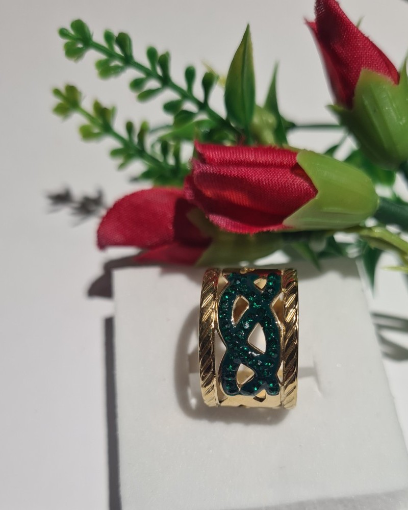 Γυναικείο Δαχτυλίδι Από Ατσάλι Πράσινο Zircon, Σε Χρώμα Χρυσαφί - 30-23-08Χ
