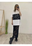 Σετ με Μπλούζα Μακό και Midi Φούστα από Δαντέλα -Λευκό- 31532