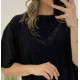 T-Shirt Μπλούζα Μακό με Δαντέλα -Μαύρο- 31540 T-Shirt Μπλούζα Μακό με Δαντέλα -Μαύρο- 31540