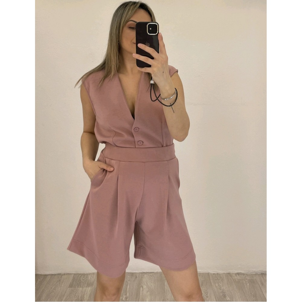 Σετ με Classic Γιλέκο Interlock και Σορτς -Πούδρα- 31701 Σετ με Classic Γιλέκο Interlock και Σορτς -Πούδρα- 31701