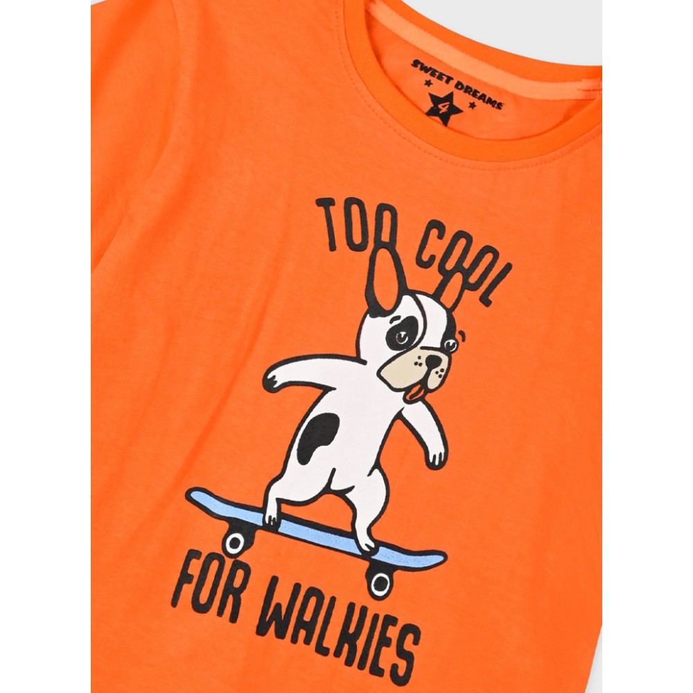 Παιδική Βαμβακερή Πιζάμα Με Τύπωμα Top Cool Σετ 2 Πιτζάμες Αγόρι (2-5) -Καροτί- 32-225101-9