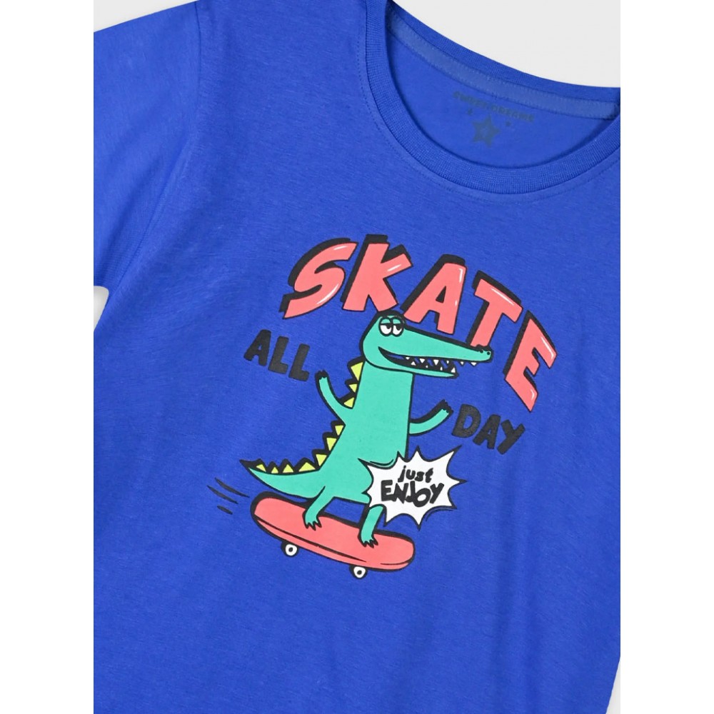 Παιδική Βαμβακερή Πυζάμα με Τύπωμα Skate all Day Αγόρι (1-5) -Εμπριμέ- 32-225108-9