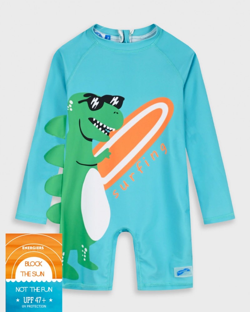Παιδικό Ολόσωμο Μαγιό με UV Αντιηλιακή Προστασία Αγόρι (1-8) –Τυρκουάζ– 