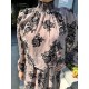 Φόρεμα από Σιφόν με Επένδυση Floral Velvet Print -Nude- 3263