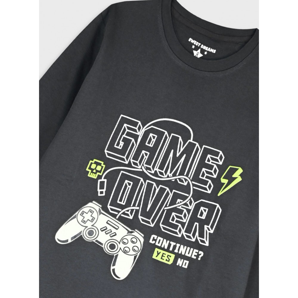 Εφηβική Βαμβακερή Πυζάμα Game Που Φωτίζει στο Σκοτάδι Αγόρι (6-16) -Ανθρακί- 33-125000-9
