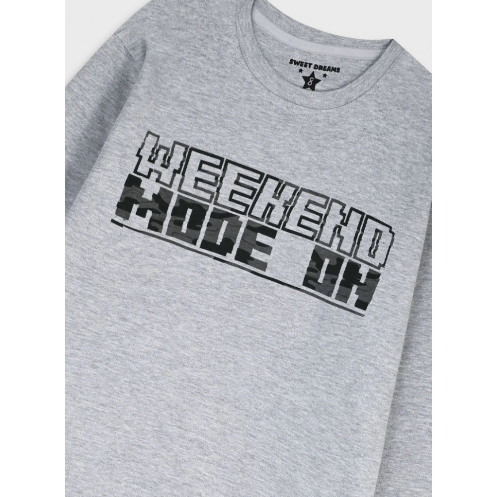 Εφηβική Βαμβακερή Πυζάμα Weekend Mode On Αγόρι (6-16) -Εμπριμέ- 33-125004-9