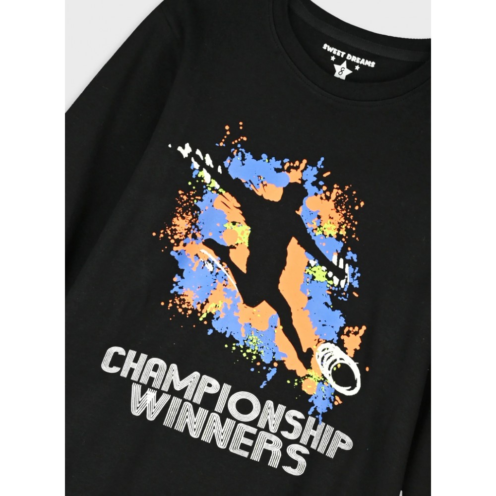 Εφηβική Βαμβακερή Πυζάμα Championship Που Φωτίζει στο Σκοτάδι Αγόρι (6-16) -Εμπριμέ- 33-126000-9