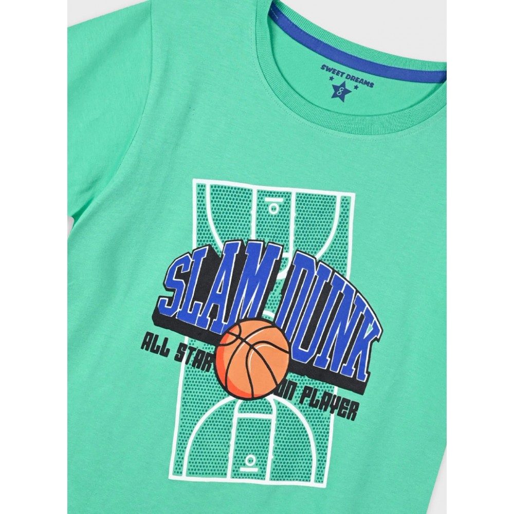Εφηβική Βαμβακερή Πυζάμα Με Τύπωμα Clam Dunk Αγόρι (6-16) -Θαλασσί- 33-225007-9
