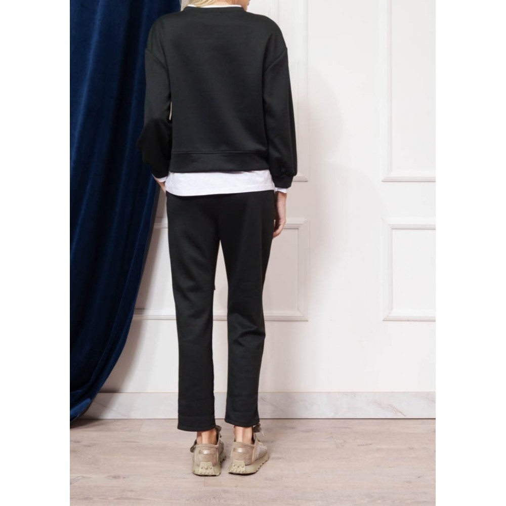 Σετ Casual με Μπλούζα και Παντελόνι -Μαύρο-