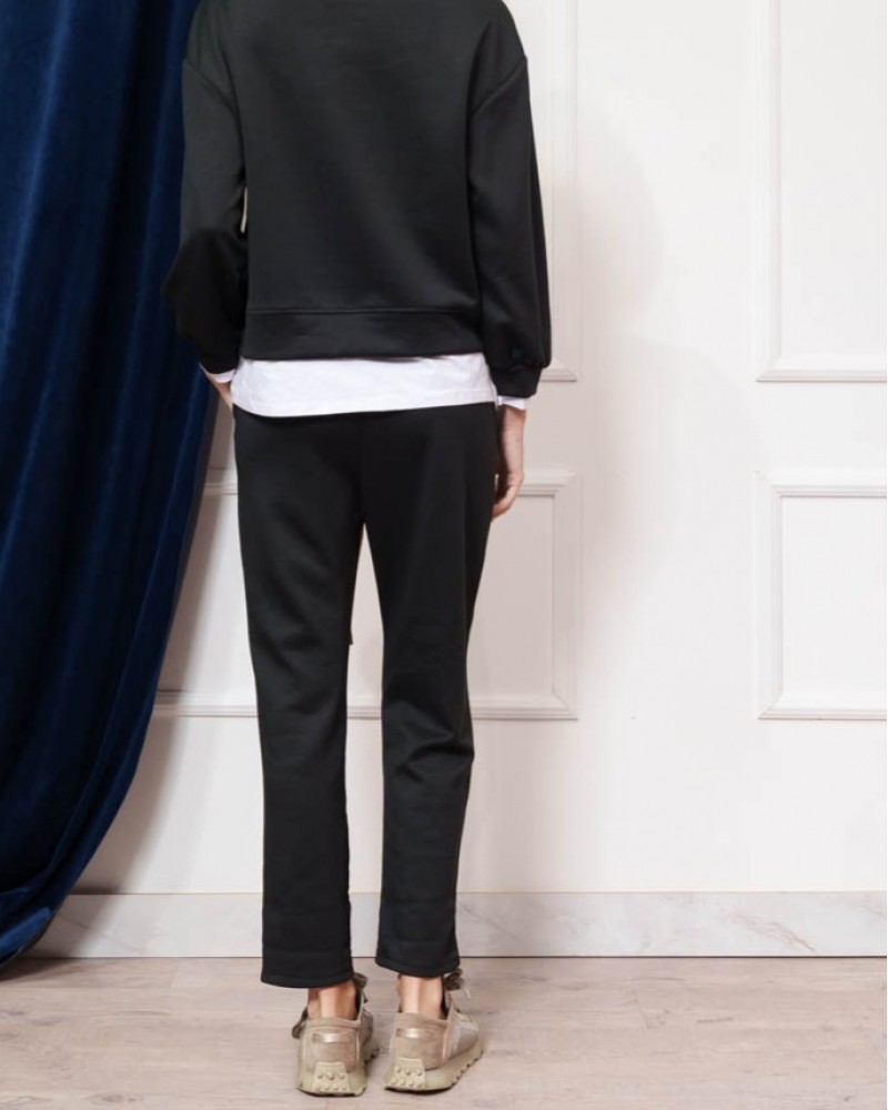 Σετ Casual με Μπλούζα και Παντελόνι -Μαύρο-