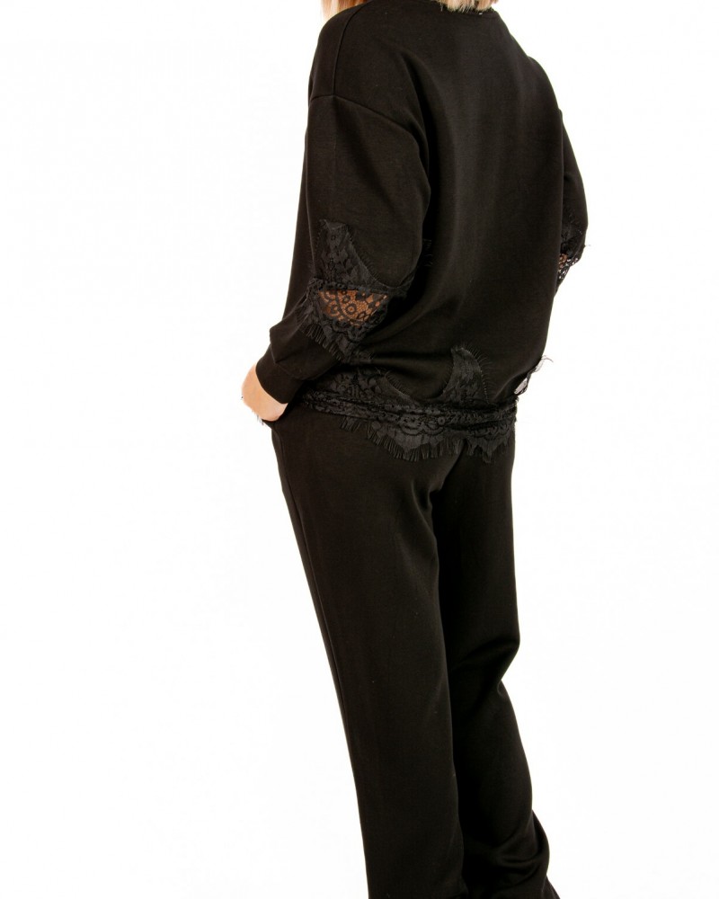 Γυναικείο Σετ Casual με Δαντέλα -Μαύρο- 