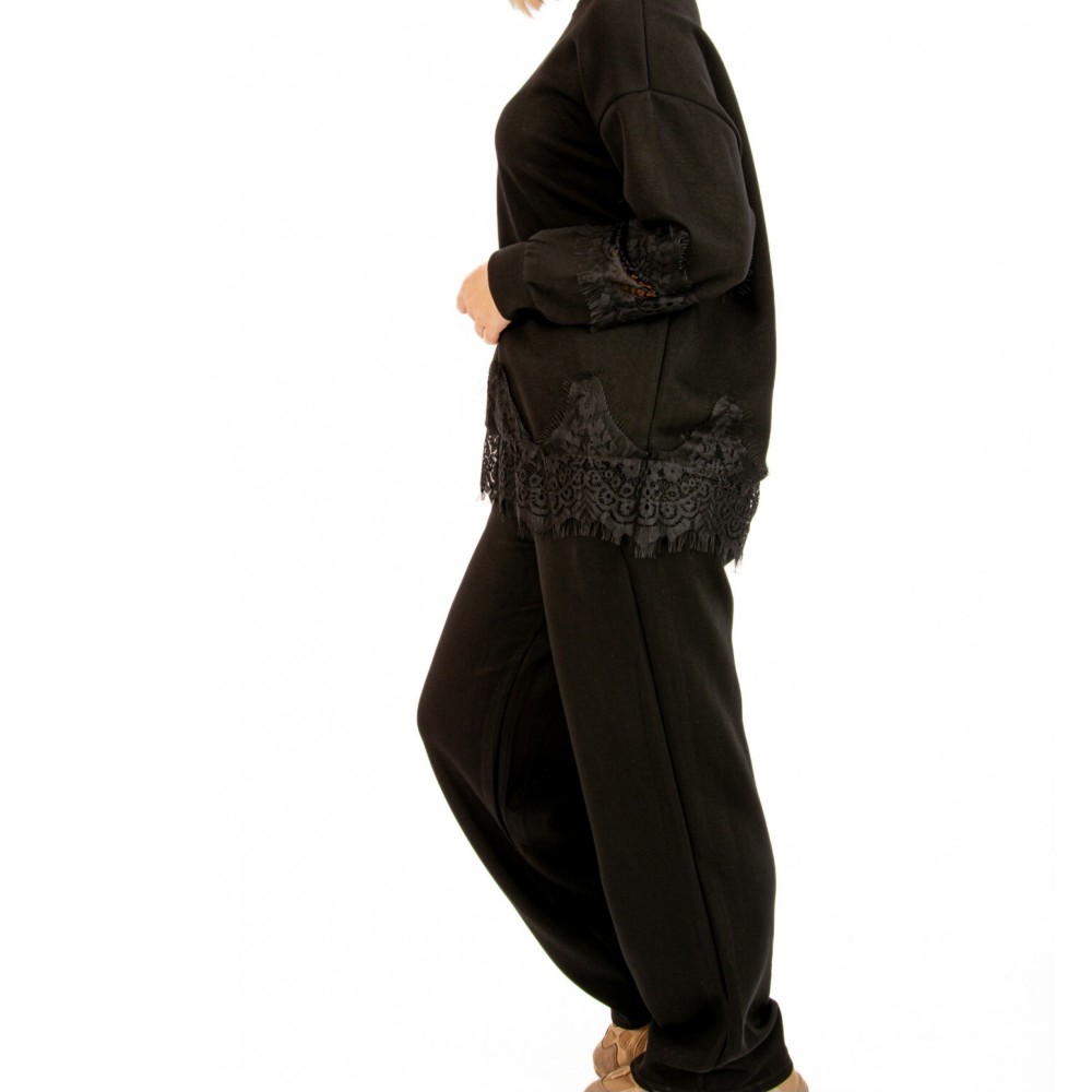 Γυναικείο Σετ Casual με Δαντέλα -Μαύρο- 3487