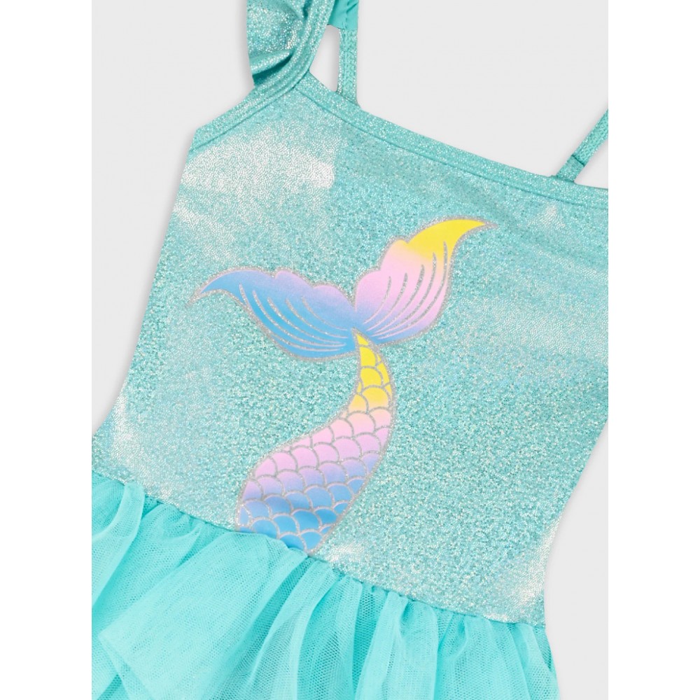 Παιδικό Μαγιό Ολόσωμο Λαμπερό Mermaid με Τούλι Κορίτσι (1-5) -Άκουα- 35-226302-8