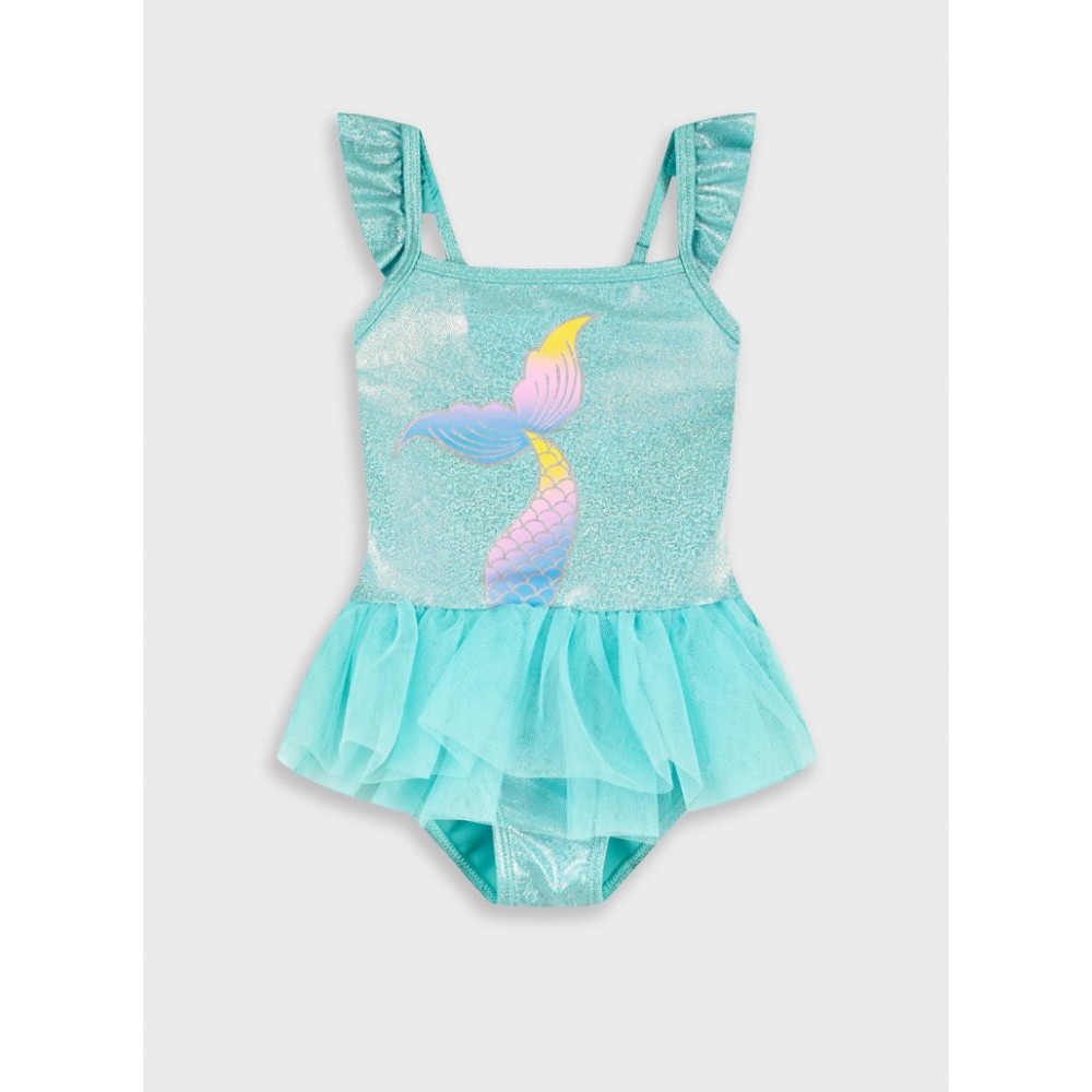 Παιδικό Μαγιό Ολόσωμο Λαμπερό Mermaid με Τούλι Κορίτσι (1-5) -Άκουα- 35-226302-8