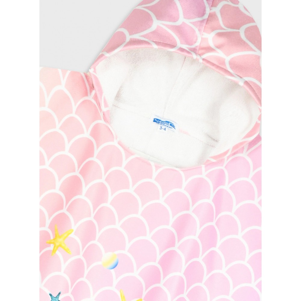 Παιδική Πετσέτα Θαλάσσης, Πόντσο Με Κουκούλα Ροζ Βυθός -Εμπριμέ- 35-226360-8