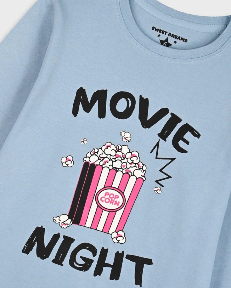 Εφηβική Βαμβακερή Πιζάμα Movie & Pop Corn Κορίτσι (6-16) -Εμπριμέ- 