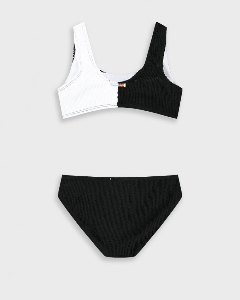 Εφηβικό Μαγιό Μπικίνι Δίχρωμο Με Μπουστάκι Κορίτσι (6-16) -Μαύρο- 