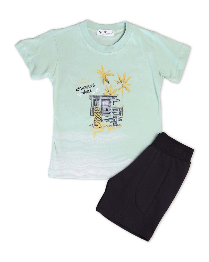 Παιδικό, Μακό Σετ, Μπλούζα “summer time” και Βερμούδα, 2 τεμαχίων -Βεραμάν- 41622
