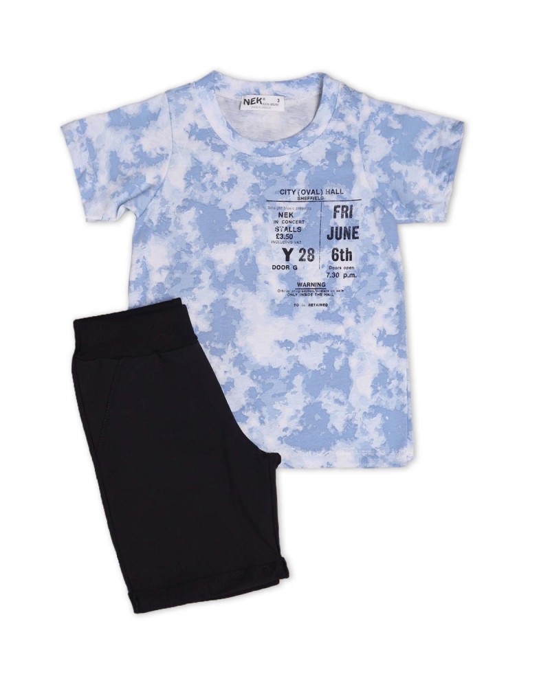 Παιδικό Μακό Σετ, Μπλούζα Tie dye και Βερμούδα -Μπλε- 42622