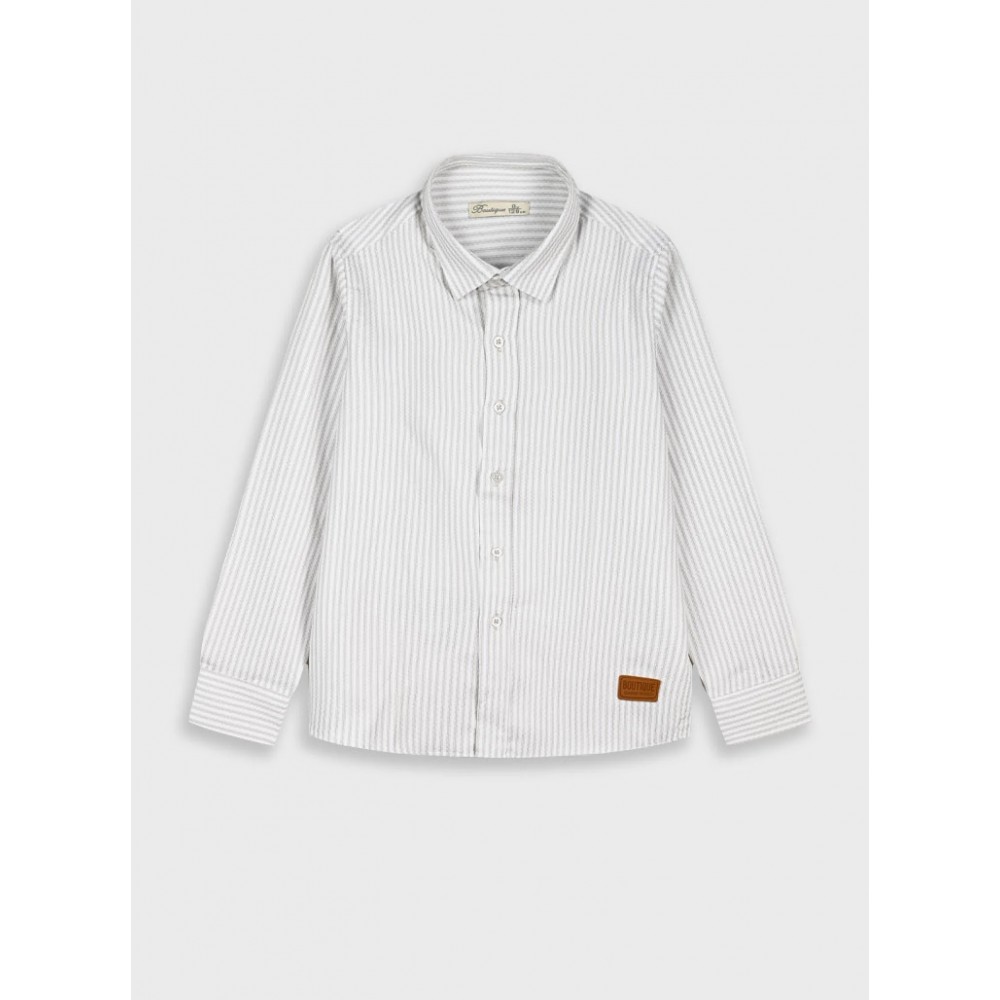 Εφηβικό Πουκάμισο με Ρίγα Μπεζ Αγόρι (6-16) -Εκρού- 43-125091-4