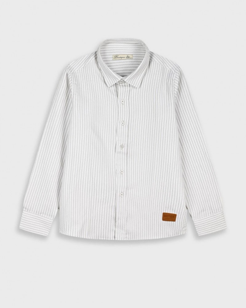 Εφηβικό Πουκάμισο με Ρίγα Μπεζ Αγόρι (6-16) -Εκρού- 