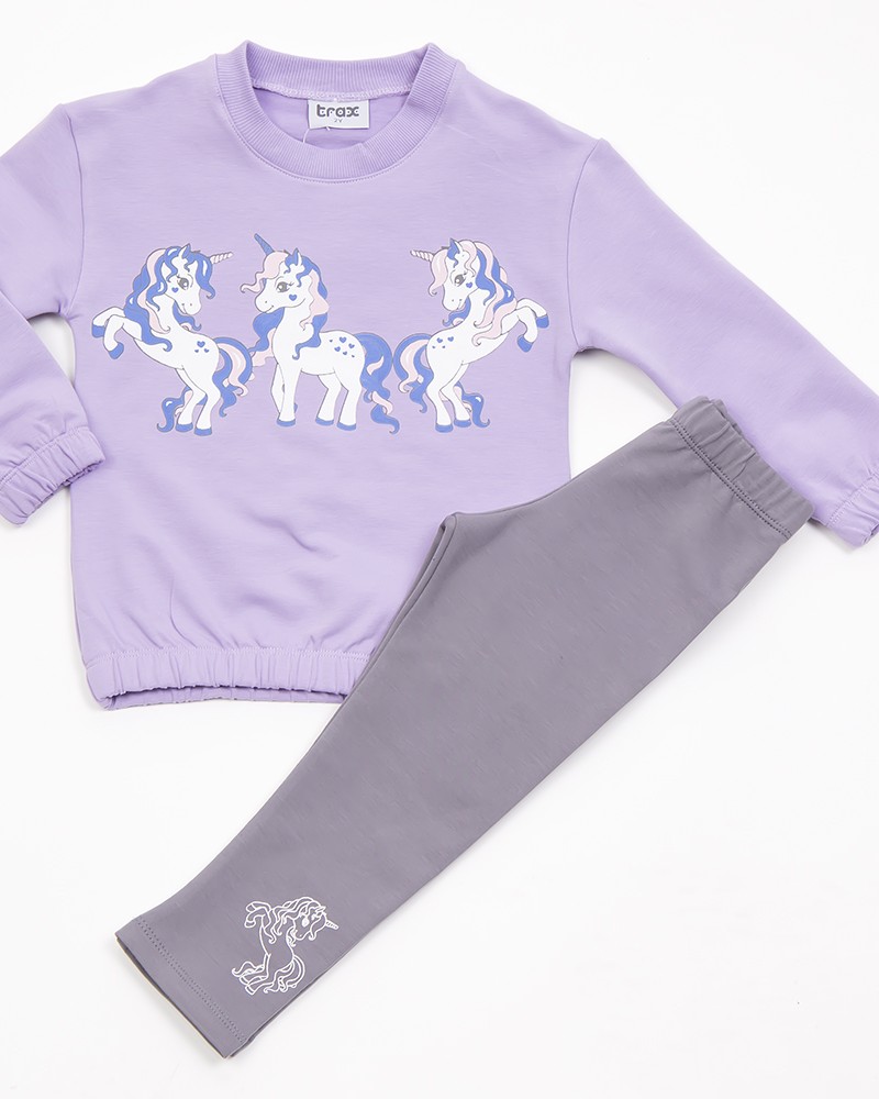 Παιδικό Σετ Φούτερ Με Κολάν Και Τύπωμα Baby Unicorns Κορίτσι -Λιλά- 44702