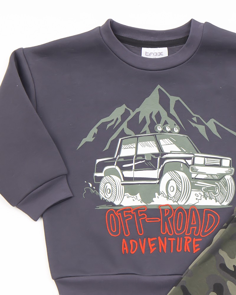 Παιδικό Σετ Φόρμα Φούτερ Με Τύπωμα 4x4 Off-Road -Ανθρακί- 44936
