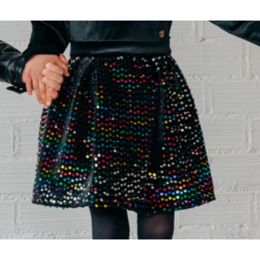 Παιδικό Φόρεμα Fashion Από Βελούδο και Πολύχρωμες Παγιέτες Κορίτσι (1-6Ε) -Μαύρο- 45-124367-7