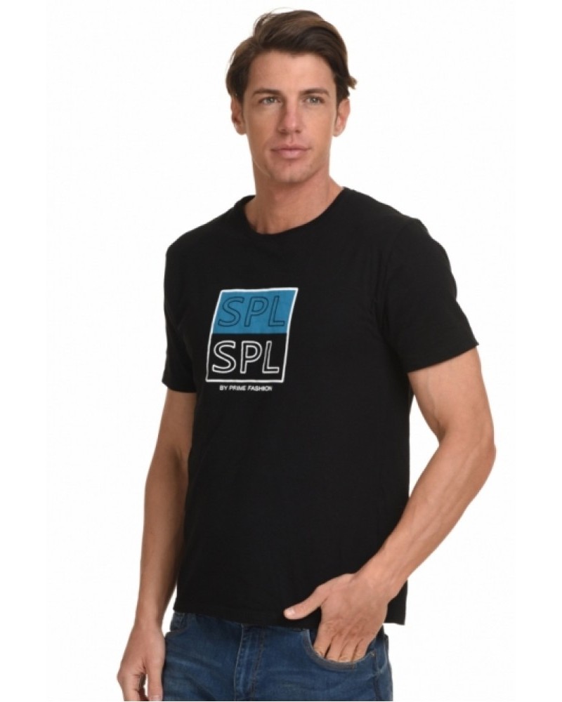 Ανδρικό Splendid Fashion T-Shirt Με Τύπωμα Biston Classic –Μαύρο- 45-206-021