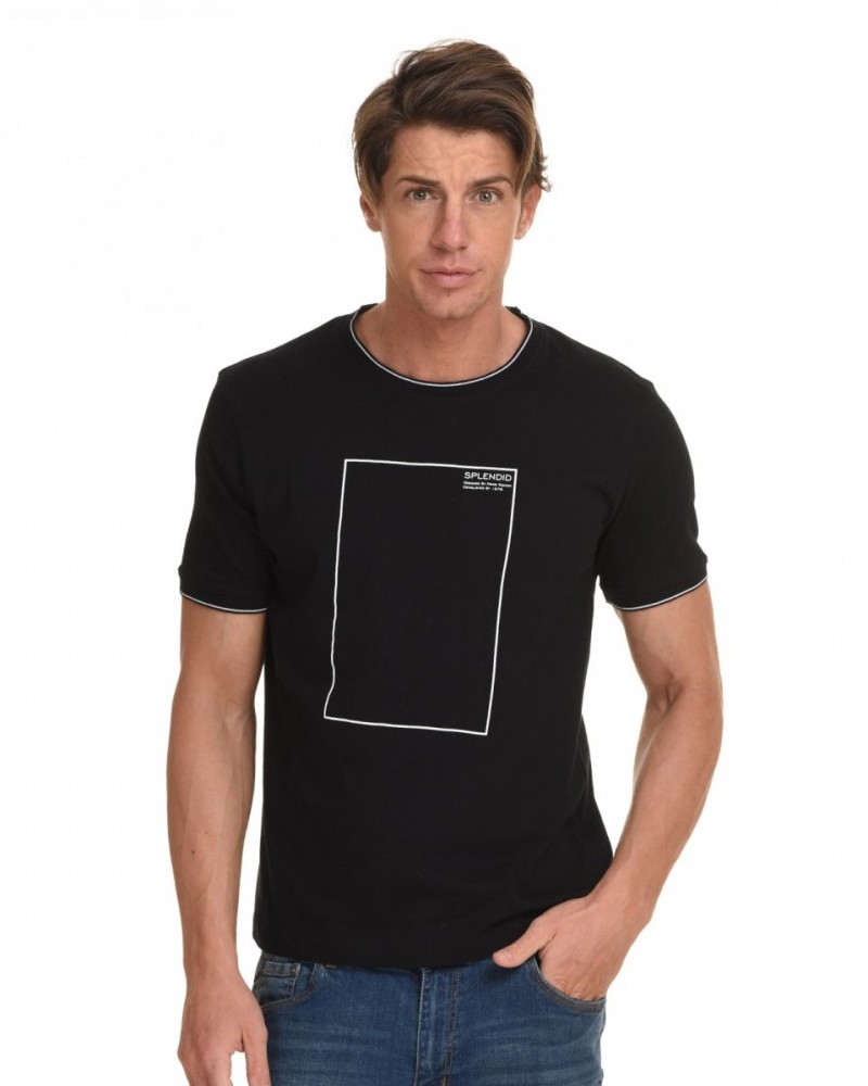 Ανδρικό Splendid Fashion T-Shirt με Τύπωμα Biston Classic –Μαύρο- 45-206-029