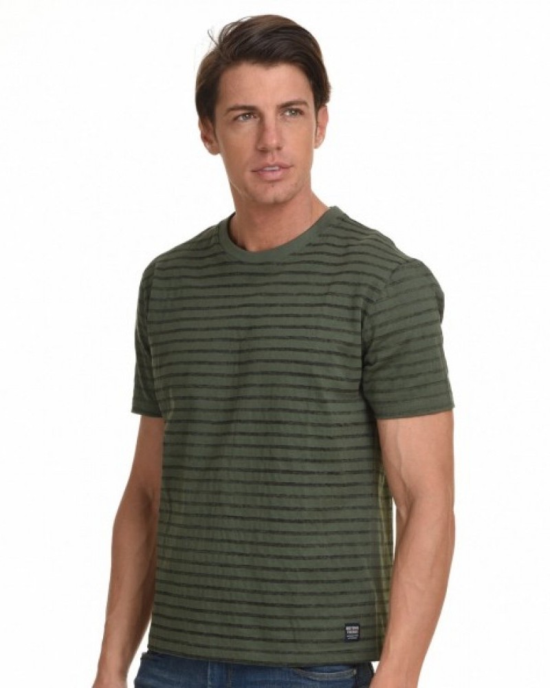 Ανδρικό Fashion T-Shirt Κοντομάνικο Biston Classic Ριγέ –Χακί- 45-206-031