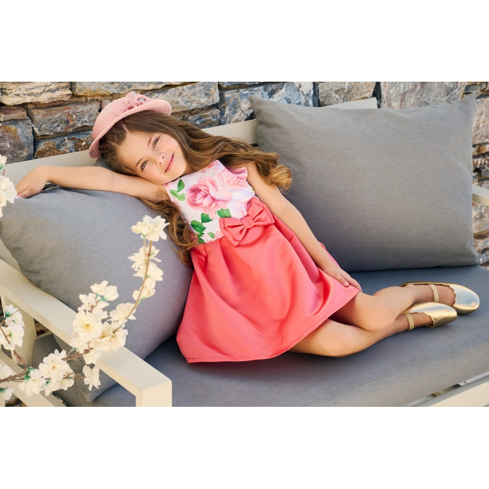 Παιδικό Fashion Φόρεμα Floral Κορίτσι -Γλυκό Κοραλλί- 45-224379-7